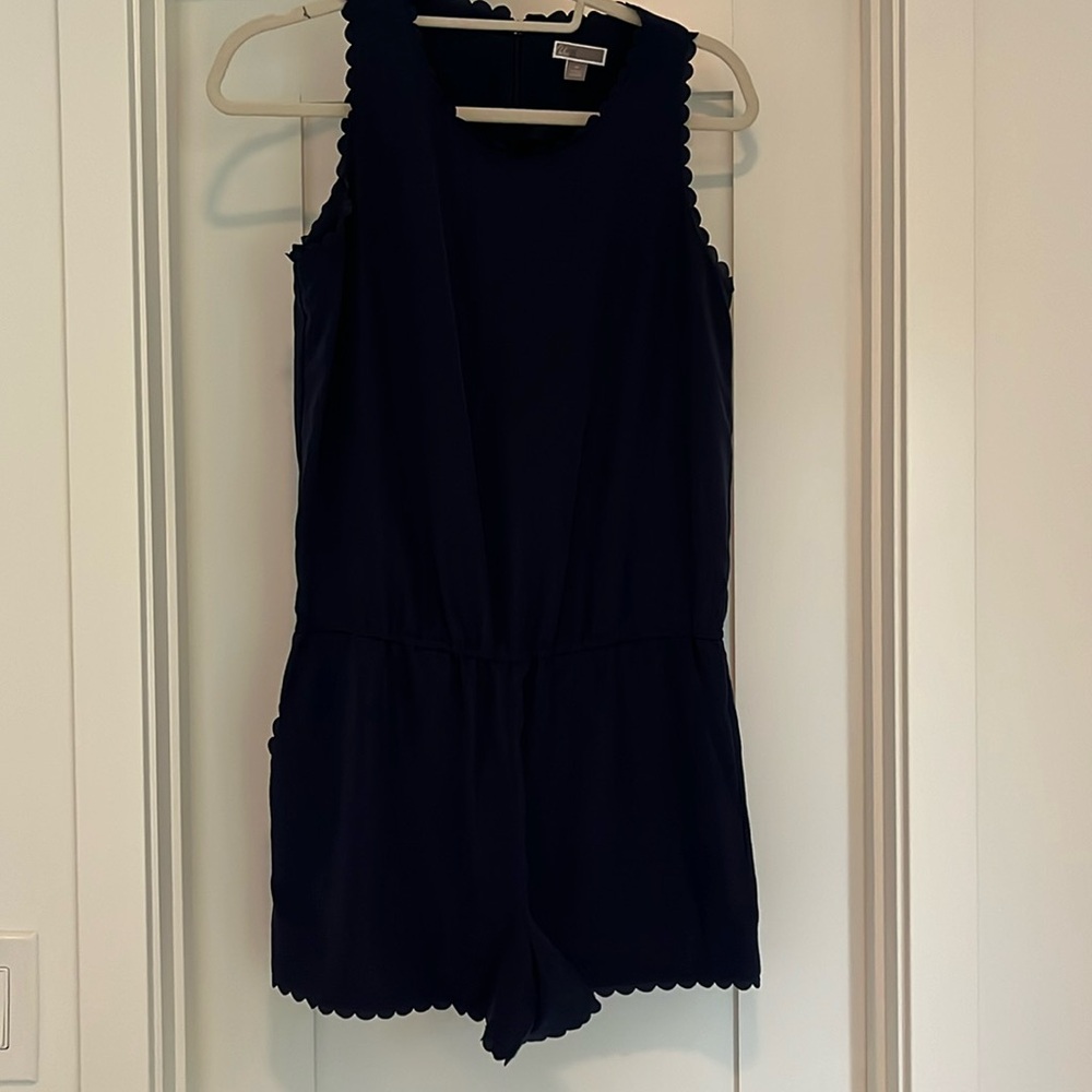 Chelsea28 navy scalloped romper. Size XS